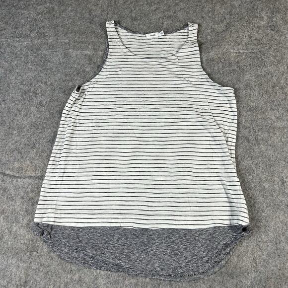 Vince Striped Slub Tank Top Women’s Small Striped Optic White Cotton Flaw - Picture 1 of 8